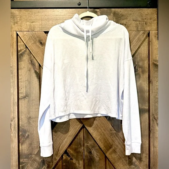 NWT Mono B White Waffle Knit Cowl Neck Pull Over Top - Picture 7 of 12